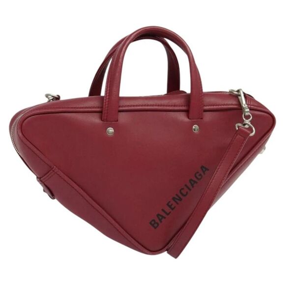 Balenciaga Handbags - Balenciaga Triangle Duffle Leather Red Leather Handbag